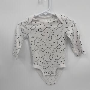 Hanes Bodysuit Star Constellations Print White Long Sleeve 12 months